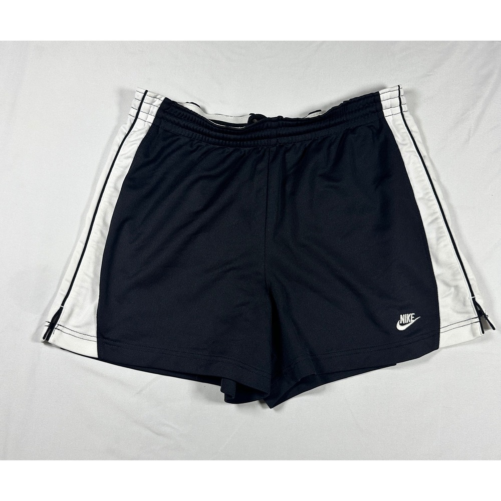 Nike FitDry Mens Black White Stripe Athletic Running Shorts Size Medium Zipper